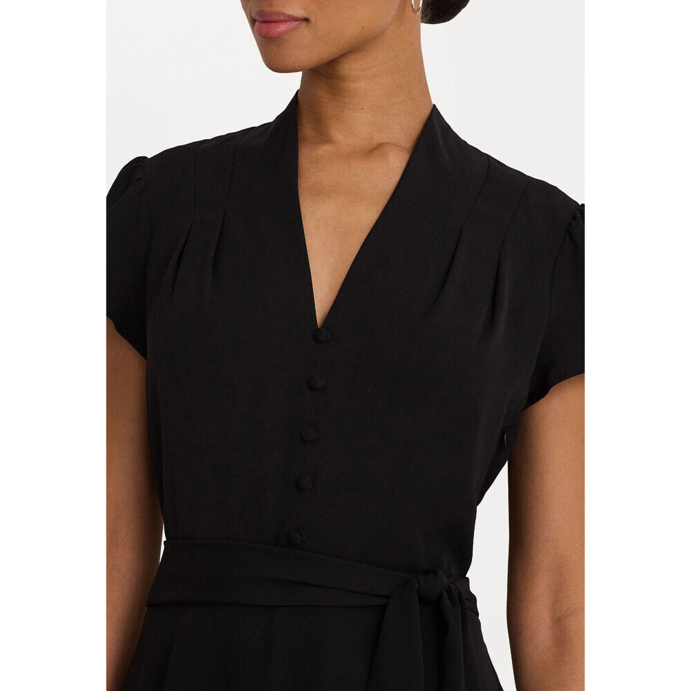 Lauren Ralph Lauren women's SHORT SLEEVE DAYDRESS Belted in black size 6 $220 - Picture 9 of 16